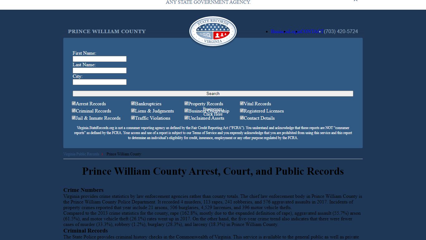 Prince William County Arrest, Court, and Public Records